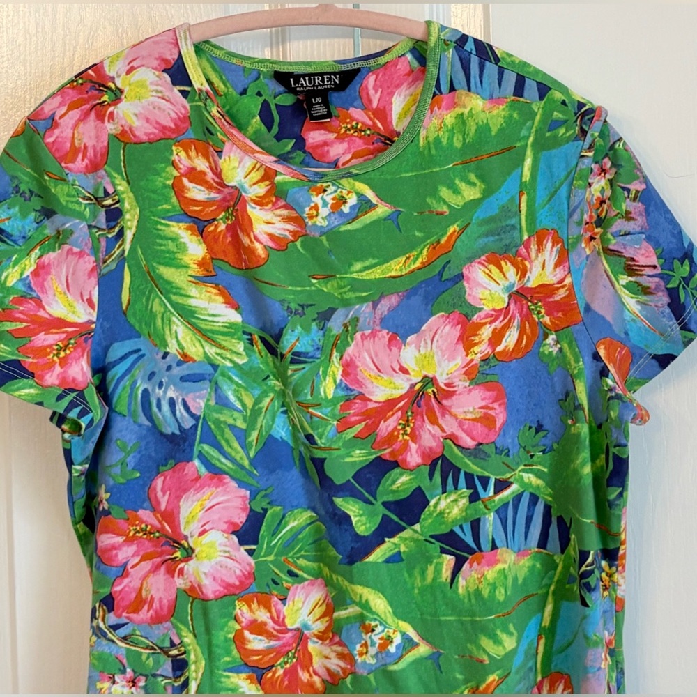 Lauren Ralph Lauren Womens Tee, Multicolored floral, size large - Picture 3 of 4